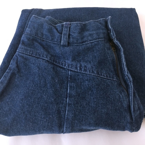 𝅺vintage Boho Hippie Denim Long Circle Skirt 2/4 - Picture 9 of 9